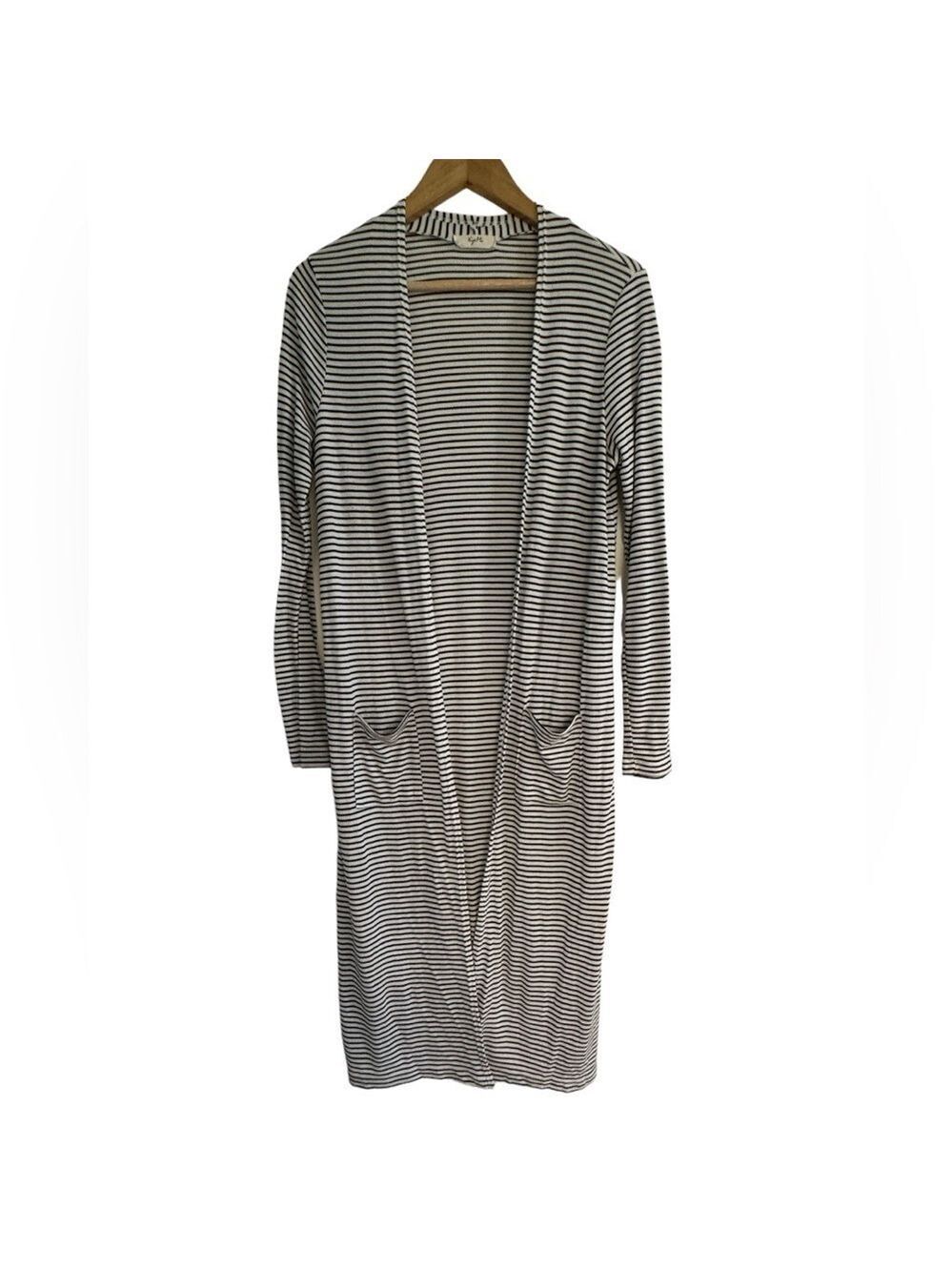 KyeMi Striped Open Front Duster Cardigan Large